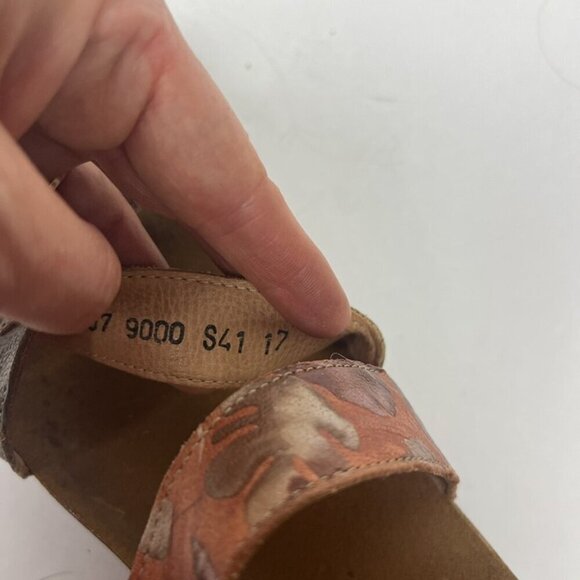 Think! Julia Slip On Cork Sandals Sz 10 Floral Leather Slides Comfortable Artsy - Picture 8 of 8